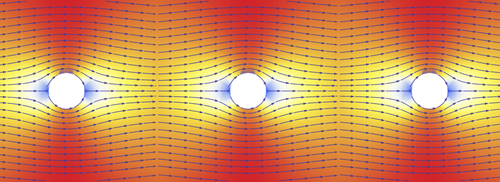 Flusssimulation um ein Hindernis